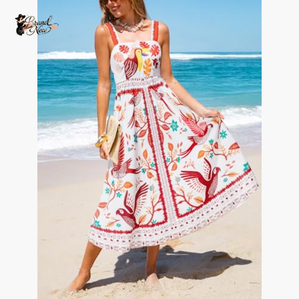 Polyester Square Neck Elastic Waist Sleeveless Ma… - image 5